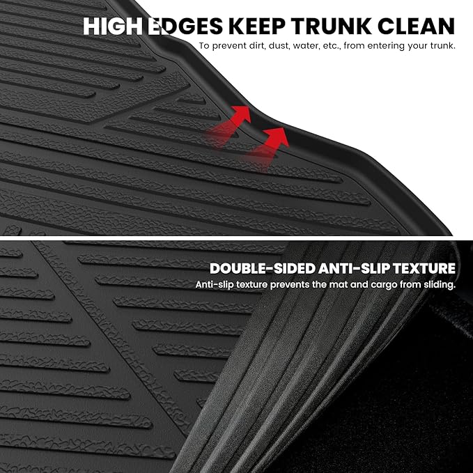LASFIT Cargo Mat for Dodge Charger Daytona 2024 2025 Scat Pack & R/T, All Weather TPE Custom Fit Trunk Mats Cargo Liners, Black