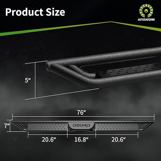 6 Inch Running Boards Compatible with 2019-2025 Dodge Ram 1500 New Body Quad Cab/Extended Cab, Two-Stair Side Step Rail Drop Nerf Bars (Exclude Ram 1500 Classic)