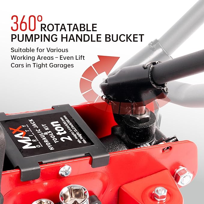 2-Ton (4400 lbs) Hydraulic Low Profile Trolley Garage Service/Floor Jack with Blow Mold Carrying Storage Case and Universal Tire Tool Kit with Lug Wrench for Home and Workshop Vehicle Maintenance