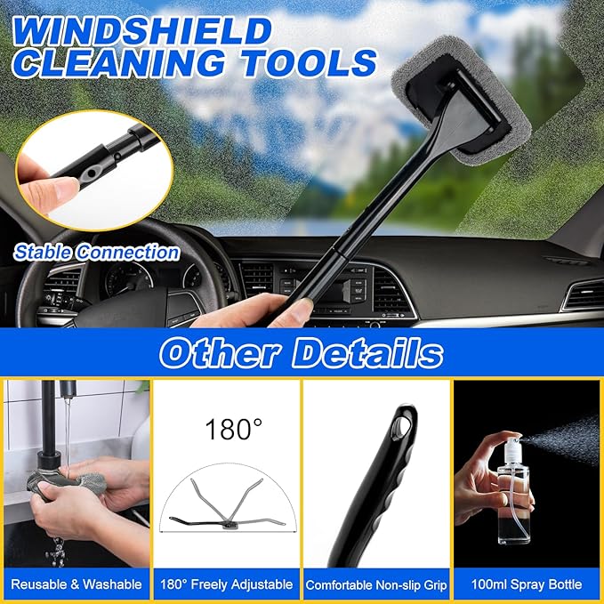 AUTODECO 27Pcs Car Detailing Brush Set, Car Detailing Kit, Auto Detailing Drill Brush Set, Car Detailing Brushes, Car Wash Cleaning Tools Kit for Interior, Exterior, Wheels, Blue