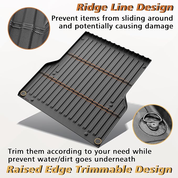 TripleAliners Truck Bed Mat Compatible with 2005-2023 Toyota Tacoma Accessories 5FT Vehicle Perfectly Flush All Weather Protection TPE Heavy Duty Pickup Car Bed Cargo Mat