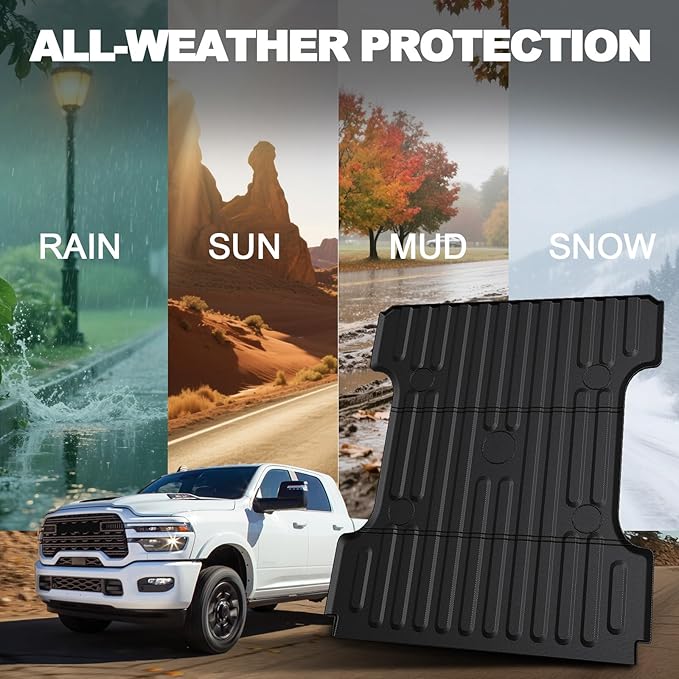 Bed Mat for Dodge Ram 1500 2002-2018 & Ram 2500/3500 2002-2026 & Ram 1500 Classic 2019-2024 (Not for Optional Rambox), All Weather Truck Bed Liner 6.4FT 76.8'' TPE Cargo Mat