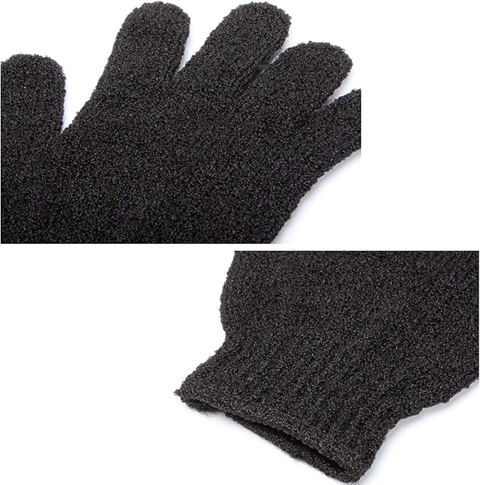 10Pairs Exfoliating Gloves - Premium Black Double Sided Scrub Wash Mitt for Bath or Shower - Luxury Spa Exfoliation Accessories for Beauty Spa Dead Skin Cell Remover, Suitable for Men and Women