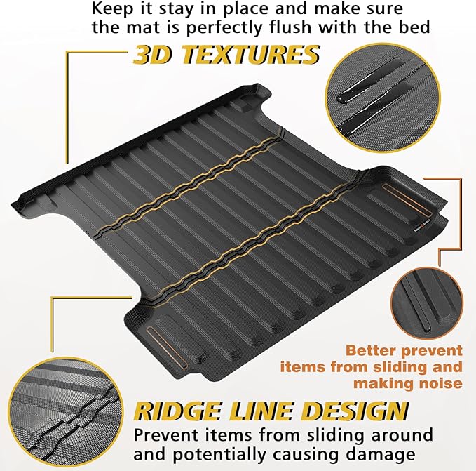 TripleAliners Truck Bed Mat Compatible with 2009-2025 2026 Dodge Ram 1500 & 2019-2024 Classic Accessories 5'7'' Perfectly Flush All Weather Protection TPE Heavy Duty Cargo Mat (Won't fit Rambox)