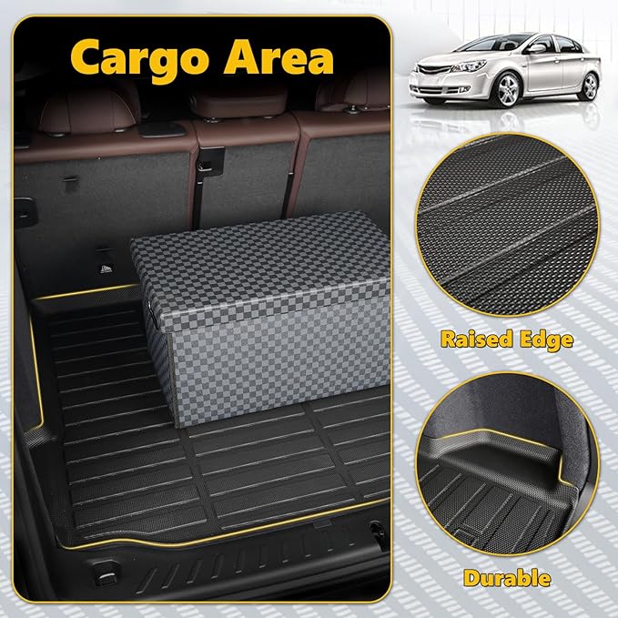 Floor Mats & Cargo Liner for 2021-2025 Ford Expedition Max 7 Seats with Backrest Mat, All Weather Automotive TPE Floor Liners Set Anti-Slip Waterproof Accessories Black