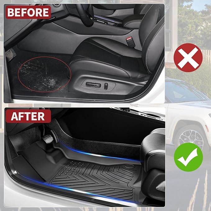 YITAMOTOR Floor Mats Set Fit for Toyota Corolla 2025-2020, All Weather TPE Corolla Floor Liners and Trunk Mat Custom Fit Front & 2nd 2 Row Seat & Cargo Liners, Black