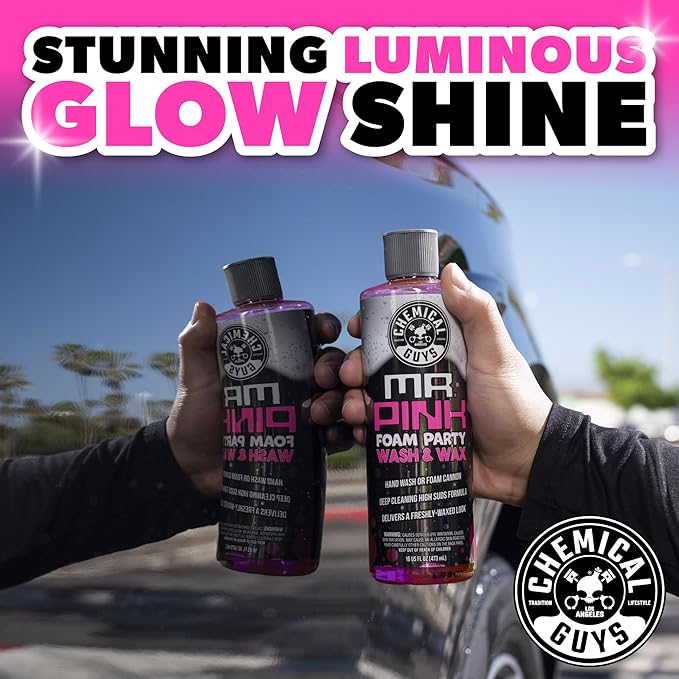 Chemical Guys Mr. Pink Foam Party Wash & Wax – 128 oz Tangerine Scent High Foaming Car Wash Soap for Foam Cannons and Buckets – Safe on Paint, Clear Coat, Cars, Trucks, SUVs, and RVs