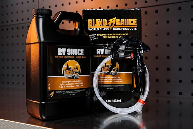 Bling Sauce RV Sauce, Ceramic Coating Plus Light Duty Cleaner, 3-in-1 Clean, Protect, and Shine. 64 oz.