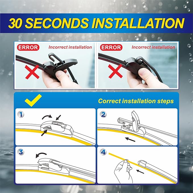 5 PLUS® Silicone Windshield Wipers Replacement for 2019-2024 Toyota RAV4/ 2006-2015 Mazda 5 Wiper Blades(Set of 3), Windshield Wiper Blades For My Car-26"/16"/12"