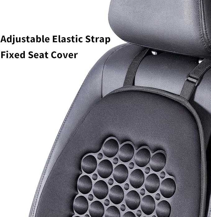 FREMONT AUTO Car Seat Cover Breathable Seat Protector- Made with Premium Polyester and Massage Magnet Bubble Cushion - Adjustable for Cars Truck SUV Vans, Airbag Compatible (Black 1PC)