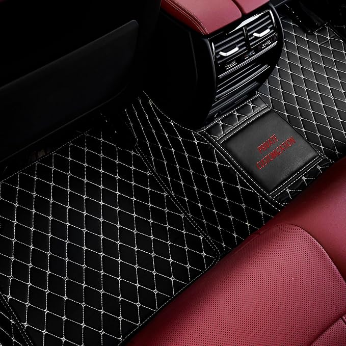 Custom car Floor mats Suitable for 99% car Truck SUV,car mats All Weather Personalized,Full Coverage Luxury Car Mats, Anti-Slip Leather Floor mats. (Wine red Black Combination)