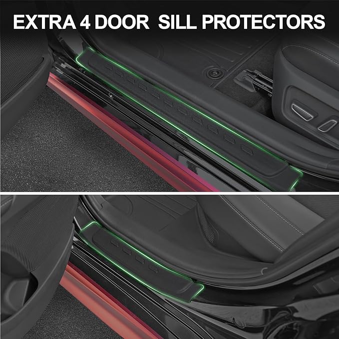 Floor Mats for 2025 2026 Toyota Camry (Include Hybrid), TPE All Weather Protection Interior Car Floor Liners Door Sill Guards for Camry SE/LE/XLE/XSE Accessories