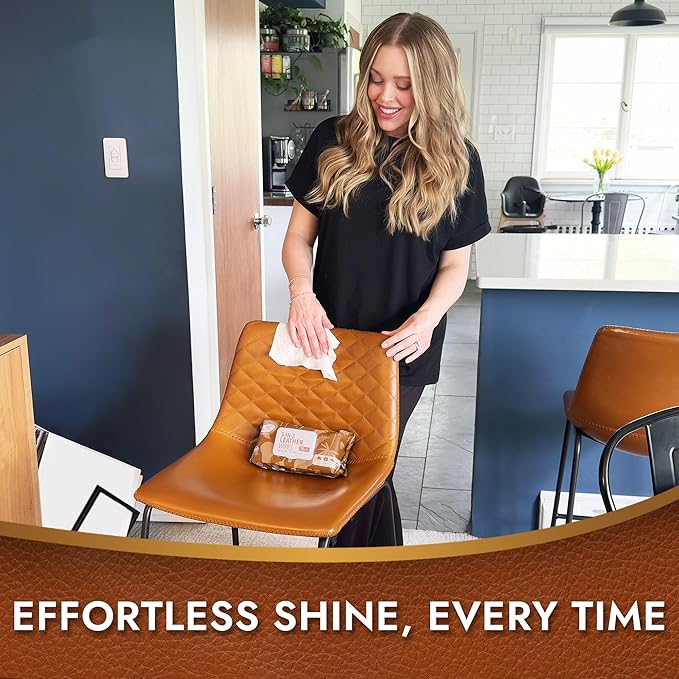 Air Jungles 3in1 Leather Cleaner Wipes 70 Count, Extra Large 8" x 10" Size, Clean Condition Protect Wipes for Vinyl and Leather Apparel Furniture Auto Car Interior Shoes Boots Bags