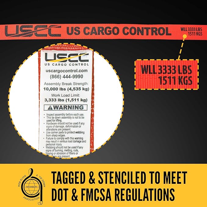 US Cargo Control 2 Inch Wide x 18 Foot Long Ratchet Strap with Double J Hooks, Red Double J Hook Ratchet Strap, Secure Cargo with Ease, Case of 12