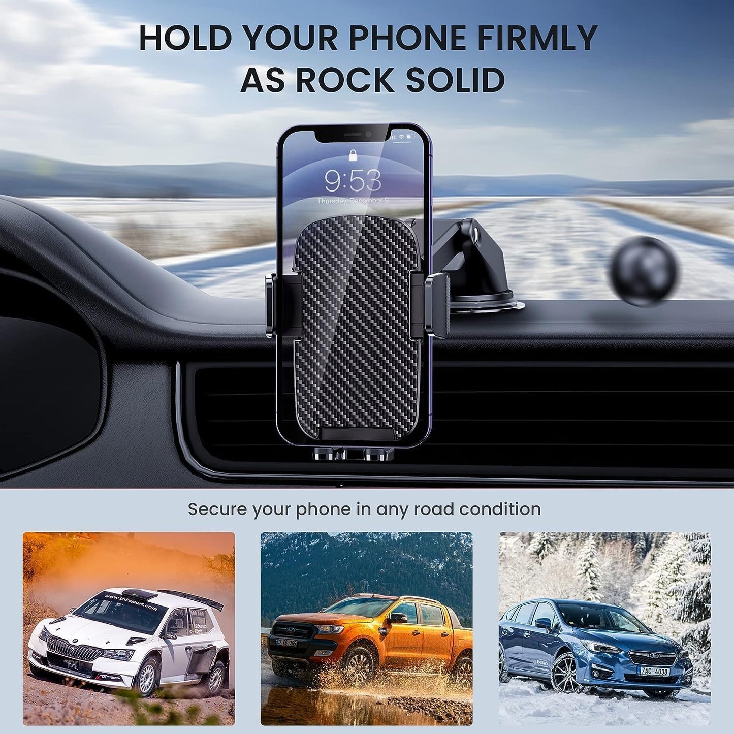 Qifutan Universal Car Phone Holder Automobile Cell Phone Holder Car Mount for iPhone Universal Car Dashboard Mount Fit All Phones