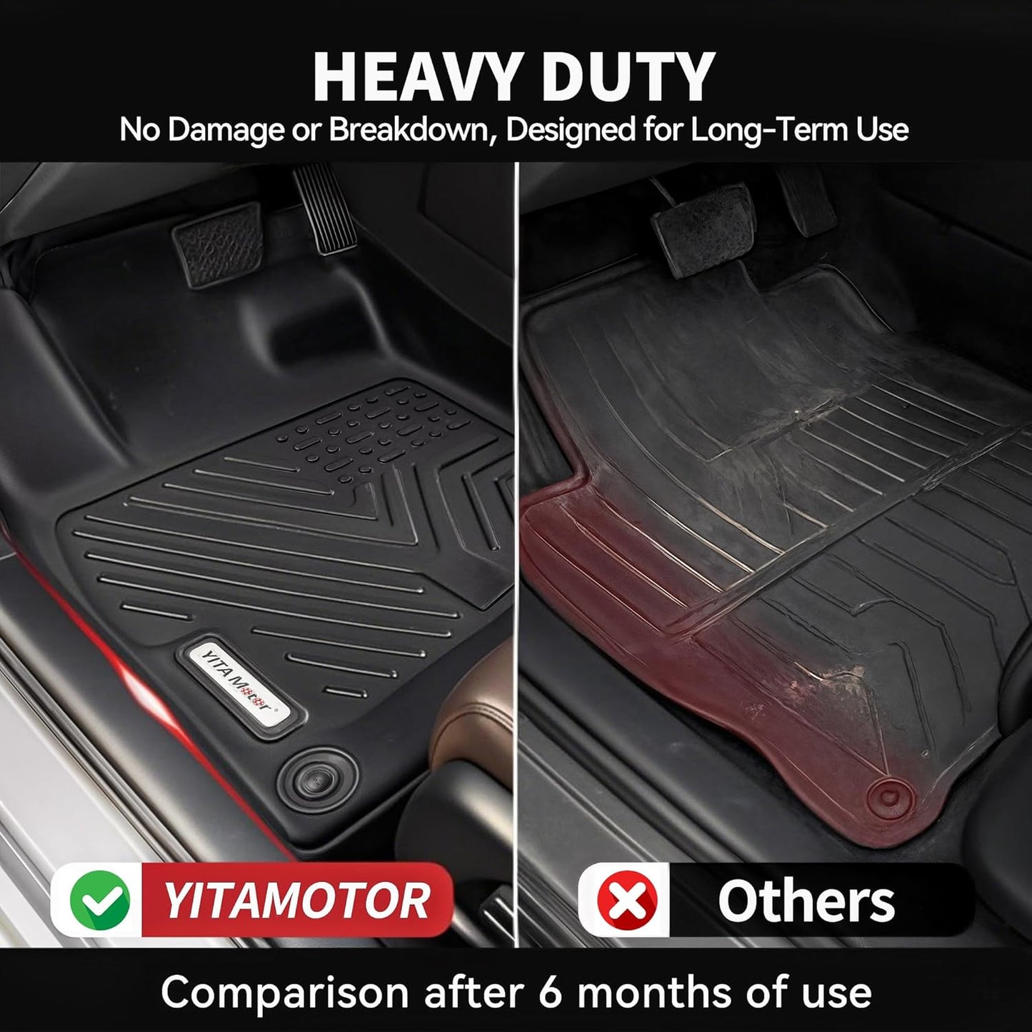 YITAMOTOR Floor Mats Fit for 2018-2024 Ford Expedition 7-Seater (Not Fit for MAX/Limited Model) TPE All Weather Custom Fit for Expedition with Backrest, Back Seat Protector for Expedition Accessories
