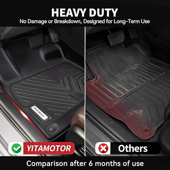 YITAMOTOR Floor Mats Compatible with 2019-2025 Chevrolet Silverado 1500/GMC Sierra 1500 & 2020-2025 Chevy Silverado/GMC Sierra 2500HD/3500HD Crew Cab with Rear Underseat Storage Box, Front Bucket Seat