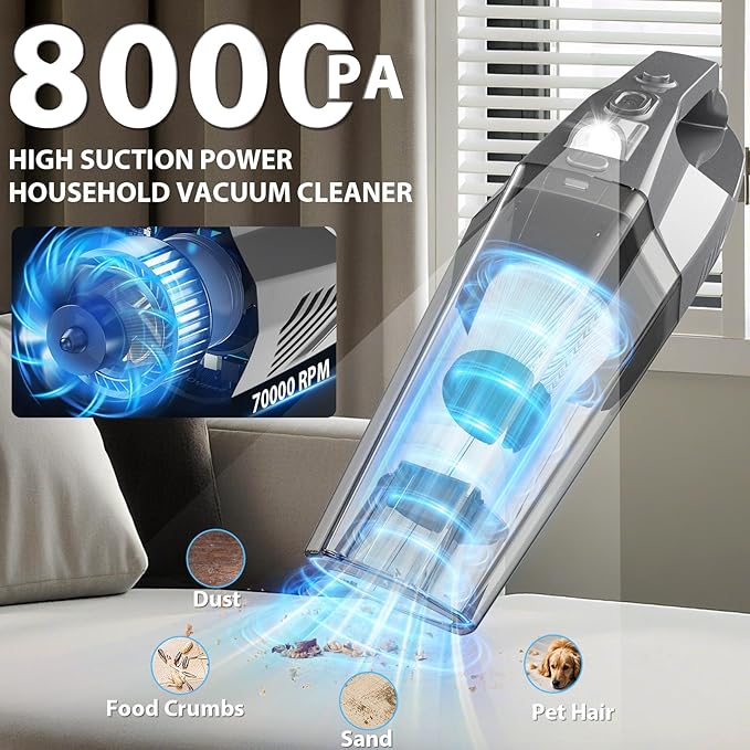 THINKWORK Car Cleaning Kit, Car Interior Detailing Kit with High Power Handheld Vacuum Cordless, Microfiber Duster for Cleaning Ceiling Fan Home, Complete Auto Accessories for Men, Women Gift