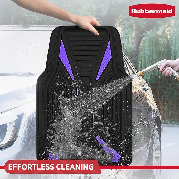 Rubbermaid Car Mat Full Set, Universal Trim-to-Fit Heavy-Duty Car Floor Mats – 4-Piece Set for All Weather Protection – Durable Rubber Mat for Cars, Trucks, SUVs & Vans-Purple