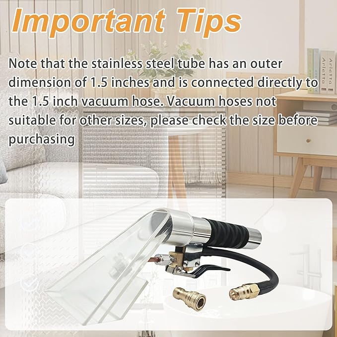 Carpet Extractor Wand with 1/4"Quick Disconnect Coupler Valve for Shop Vac/Mytee & Most upholstery vacuum extractor ,Upholstery Cleaning Tool for Carpet Cleaning/Car Detailing, Extractor Head