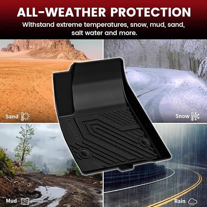 LASFIT Floor Mats & Cargo Liner with Backrest Mat for GMC Acadia 2017-2023 (Only Fit 6 Seats), All Weather TPE Custom Fit Floor Mats for Cars, 3 Rows Floor Liners Car Mats Full Set, Black