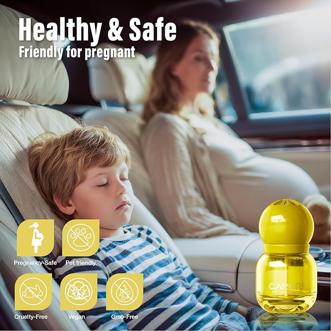 Car Air Freshener Vent Clip, Car Fresheners Long Lasting Scent (13ml x 2 Pack), Up to 180 Days, Air Freshener Deodorizer Odor Eliminator for Auto - Lemon Perfume