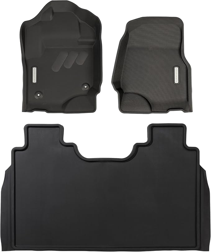 BaseLayer Elite Floor Mats for Ford F250/350 Super Duty Crew Cab (2017-2022) - Made in USA – Precision Fit Heavy Duty All-Weather Mats - Fits King Ranch, Platinum, Limited - Front & Rear (Gray Logo)