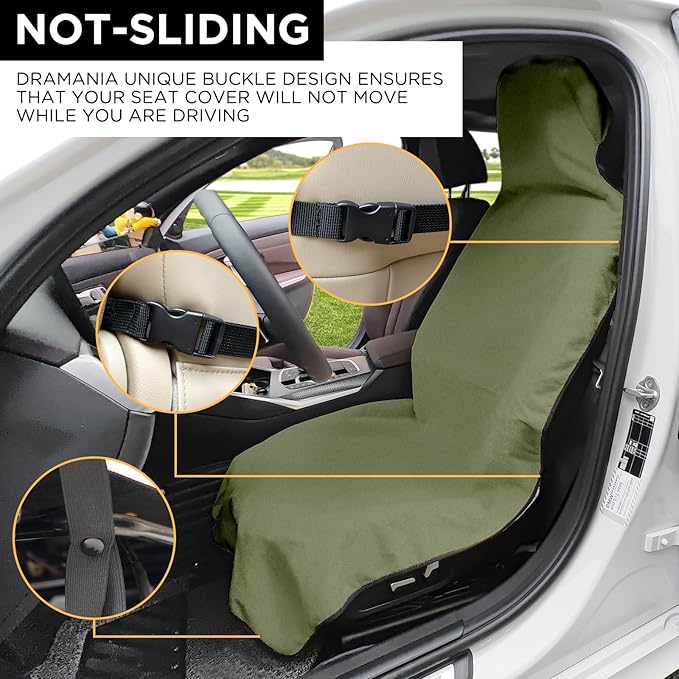 Waterproof Seat Cover Towel, Premium Sweat Carseat Protector, Perfect for Universal Anti-Slip Car Truck SUV Seat, Great for Surfing Yoga Gym Workout, Green