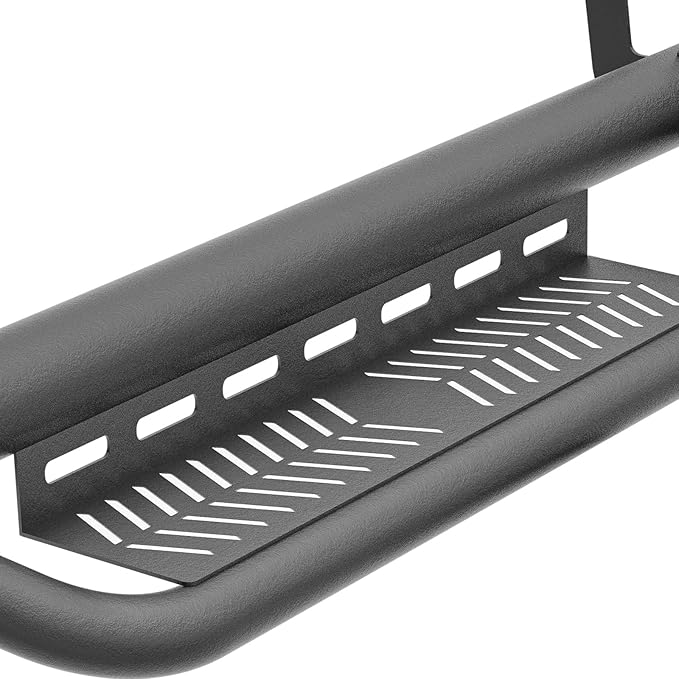 Quad Cab Running Board Side Step Compatible for 2009-2018 Dodge Ram 1500 (Included 2019-2024 1500 Classic), 2010-2024 Ram 2500 3500 Double/Extended Cab, Two Stair Rail Nerf Bar Star Logo