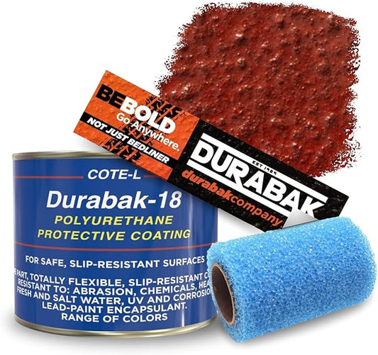 Durabak-18 Textured Truck Bed Liner Quart KIT - Roll On Coating | DIY Custom Coat for Bedliner and Undercoating, Auto Body, Automotive Rust Proofing, Boat Repair (Quart, Brick Red)