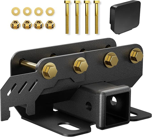 for Bronco Towing Hitch Receiver with Cover Accessories Compatible with 2021 2022 2023 2024 Ford Bronco 2/4 Doors, Rear Bumper Trailer Hitch Kit 2 Inch Tow Hook Combo (Excluding Bronco Sport)