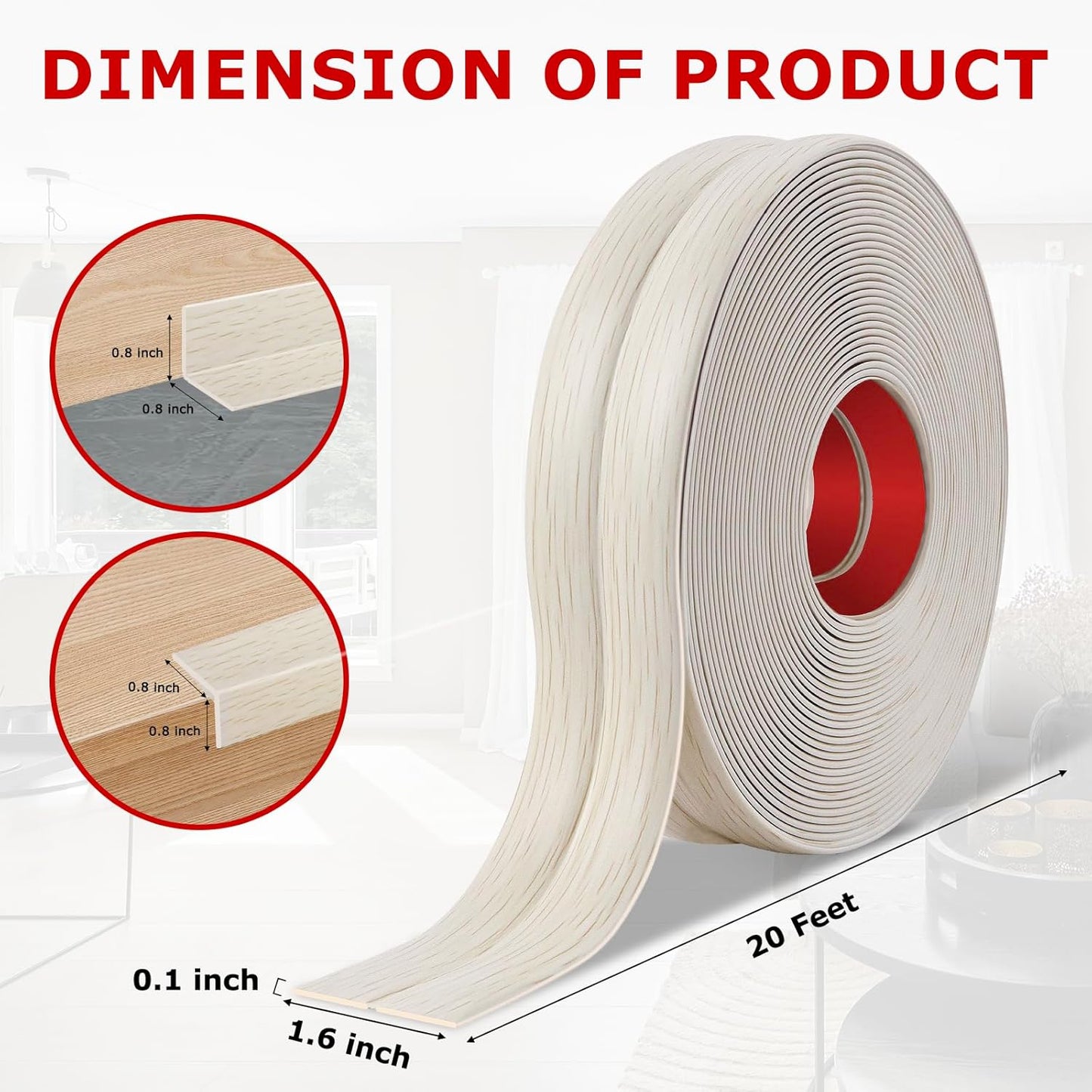 Flexible Wall Corner Protector Moulding Trim Peel and Stick Wall Corner Guards Edge Protector Self Adhesive Molding Trim Strip for Edge Ceiling (Beige Wood Grain, 1.6 in x 20 Ft)