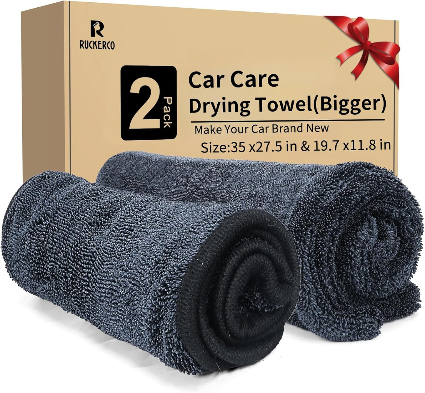 Microfiber Towels for Cars 2-Pack, 1300 GSM Ultra-Soft Microfiber, 35" x 27.5" & 19.7" x 11.8" Towels are Great for Car and Home Cleanups, No Streaks, Scratches Or Water Spots