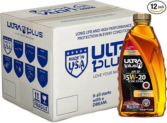ULTRA 1PLUS SAE 5W-20 Full Synthetic Motor Oil API SP ILSAC GF-6A - 5W20 motor oil, 12 QTS Pack