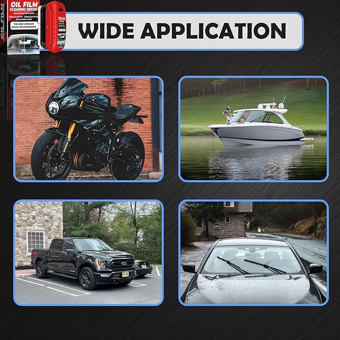 New 2-Pack Automotive Oil Film Cleaning Brush, Oil Film Remover for Car Windshield, Car Window Glass Cleaning Board, Universal Anti-Rain Fog Cleaning Glass Brush, Red