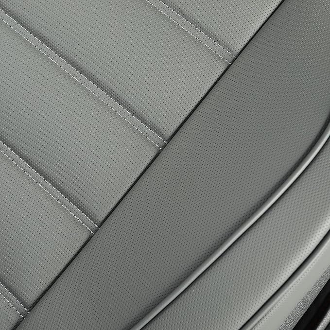2 Pack Leather Front Car Seat Covers,Bottom Seat Covers for Cars,Driver Car Seat Cover,Luxury Seat Protectors,Waterproof,Anti-Slip,Full Wrap,for Most Vehicles,Sedan,Truck,SUV(Grey)
