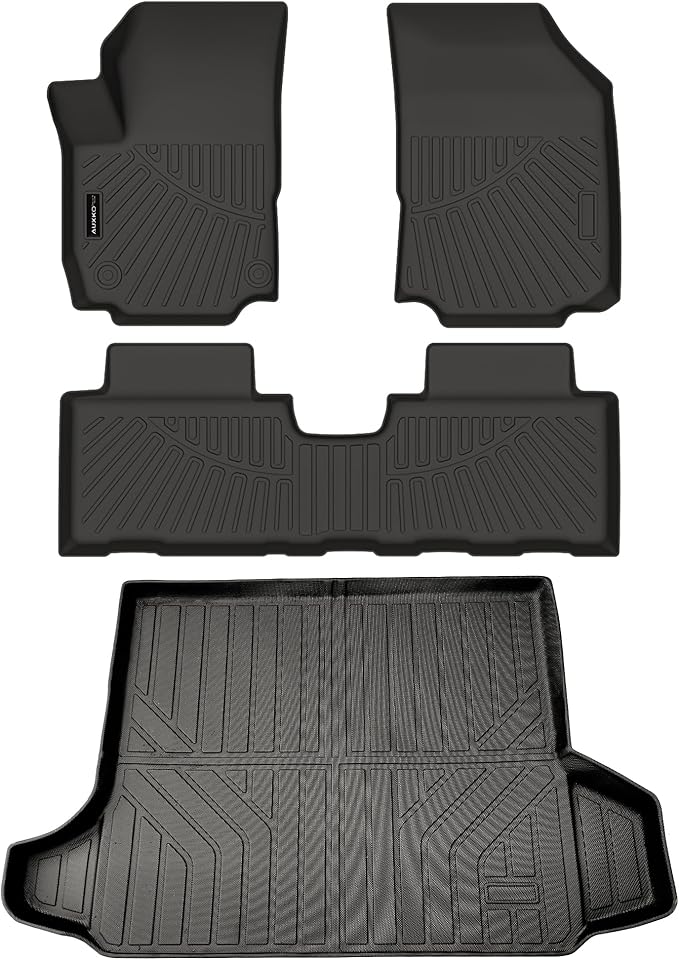 AUXKO All Weather Floor Mat & Cargo Mat Fit for GMC Terrain & Chevrolet Equinox 2018-2024 TPE Rubber Liners Accessories All Season Guard Odorless Anti-Slip Liner Black