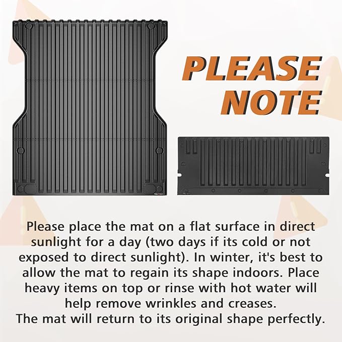 TripleAliners for Tacoma 2024 2025 | Truck Bed Mat & Tailgate Mat | All Weather Liners Compatible with 2024+ Toyota Tacoma Accessories Cargo Liner Protection (Fit 5FT Truck Bed), 2PCS