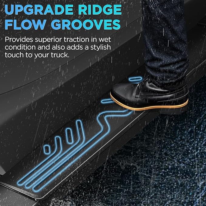 PZ 6.5" Crew Cab Running Boards for 2019-2025 Chevy Silverado/GMC Sierra 1500, 2020-2025 for 2500HD 3500HD Black Aluminum Alloy Side Steps Rails Nerf Bars Ridge Pattern
