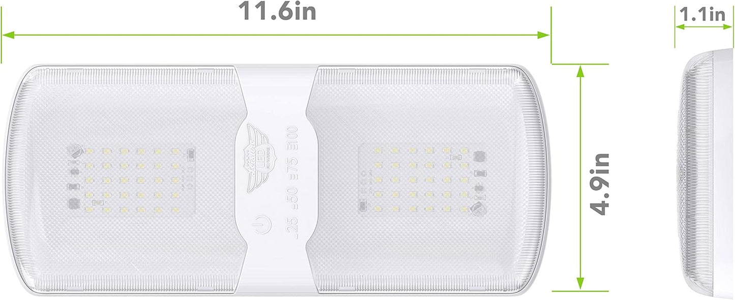 Leisure LED 5-Pack RV LED Ceiling Double Dome Light Fixture with Built in Dimmer Interior Lighting for Car/RV/Trailer/Camper/Boat 12V Natural White 4000-4500K 620 Lumen (5-Pack)