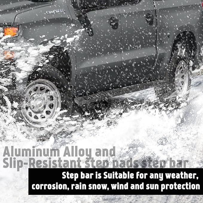 PZ 6" Crew Cab Running Boards for 2019-2025 Chevy Silverado/GMC Sierra 1500, 2020-2025 2500HD 3500HD Black Aluminum Alloy Side Steps Rails Nerf Bars