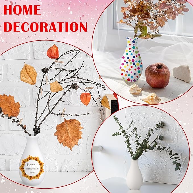 Singhoow 4 Set Paint Your Own Porcelain Paint Vase Art Project White Ceramic Painting Kit for Adults Porcelain Vase Decorating Kit with Christmas Holiday Supplies DIY(Stylish)