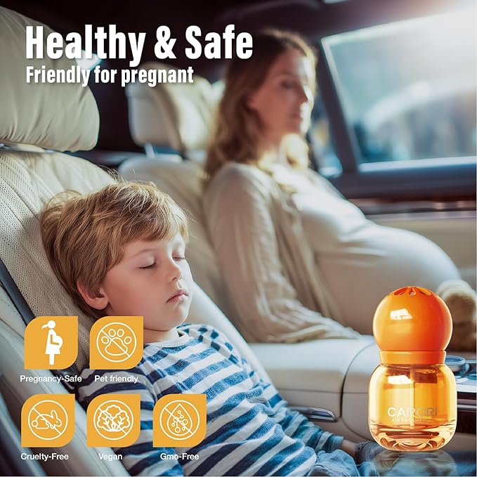 Car Air Freshener Vent Clip, Car Fresheners Long Lasting Scent (13ml x 2 Pack), Up to 180 Days, Air Freshener Deodorizer Odor Eliminator for Auto - Orange Perfume