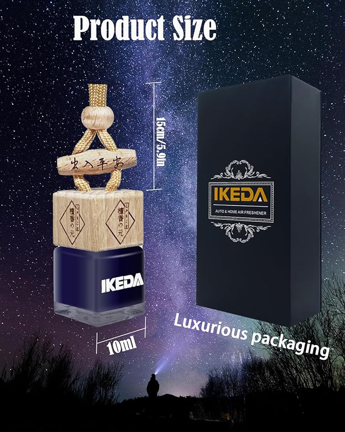 Car Air Freshener Hanging, Square 10ml Car Scent Vent Clip Bottle, 45-Days Long Lasting Fragrance, Essential Oil Diffuser Odor Eliminator for Women Men (Square-Dusk)