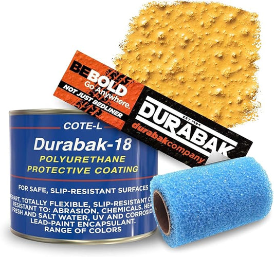 Durabak-18 Textured Truck Bed Liner Quart KIT - Roll On Coating | DIY Custom Coat for Bedliner and Undercoating, Auto Body, Automotive Rust Proofing, Boat Repair (Quart, Tan)