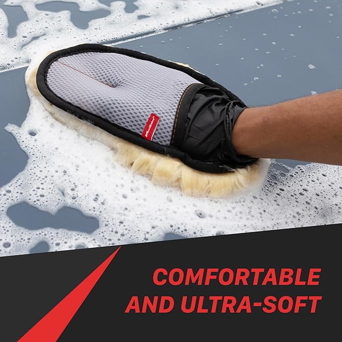 Maxshine Universal Premium Sheepskin Wool Wash Mitt – Ultra-Soft Real Lambswool Glove for Car Washing – Gentle, Scratch-Free Cleaning Pad for Safe Car Detailing & Paint Protection