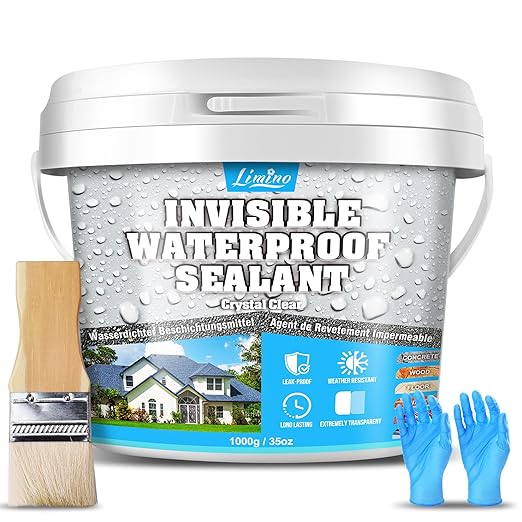 Waterproof Sealant - 35oz Water-Based Transparent Waterproof Coating, Invisible Water Proof Agent Indoor & Outdoor, Anti-Leakage Water Sealant for Roofs, Walls, Bathroom, Kitchen, Terraces, Garden