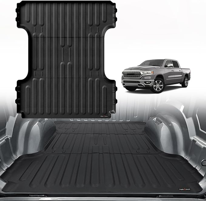 TripleAliners Truck Bed Mat Compatible with 2019-2024 2025 2026 Ram 1500 Accessories 6'4" Vehicle Perfectly Flush All Weather Protection TPE Heavy Duty Pickup Car Bed Cargo Mat