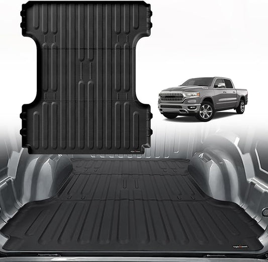 TripleAliners Truck Bed Mat Compatible with 2019-2024 2025 2026 Ram 1500 Accessories 6'4" Vehicle Perfectly Flush All Weather Protection TPE Heavy Duty Pickup Car Bed Cargo Mat
