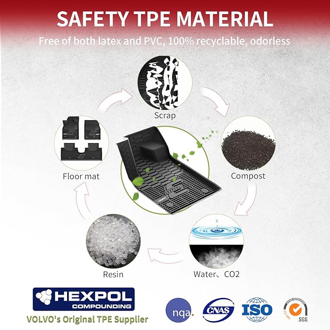 LASFIT Floor Mats and Trunk Mat for Ford Mustang Mach-E 2025 2024 2023 2022 2021 (Cargo Floor in Top Position) All Weather TPE Car Liners, 1st & 2nd Row & Cargo Liner, 4pcs Black